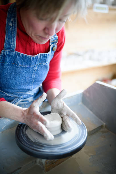 istock Ceramics pottery craft workshop: Pottery wheel 1470765093