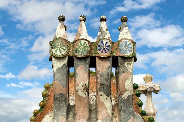 Casa Batlló telhado películas por Antoni Gaudi, Barcelona, Espanha - foto de acervo