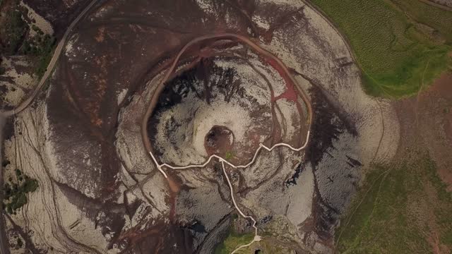 Aerial Drone footage of Grabrok Crater