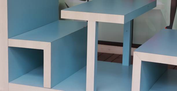 istock Blue chairs with white paint on the sides 1470769249
