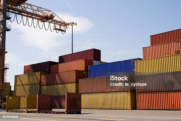 Containers In A Port Stock Photo - Download Image Now - Cargo Container, Commercial Dock, Container