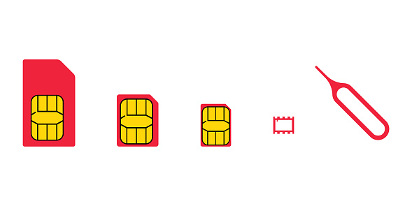 SIM card types. Standard, mini, micro, nano. Phone different SIM card.