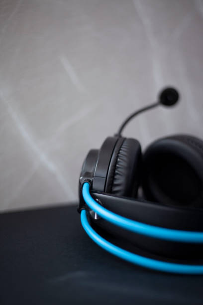 istock Headphones with blue tubes that go around the head 1470773298