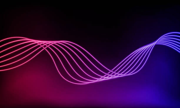 istock Abstract colorful neon wave gradient with line glowing on dark background. Futuristic creative shine backdrop. 3d render. Curved fantastic blend wavy lines geometric equalizer. Vector illustration. 1470773334
