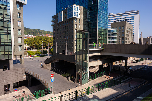 Bilbao, Spain - August 02, 2022: View of the Isozaki Atea Towers