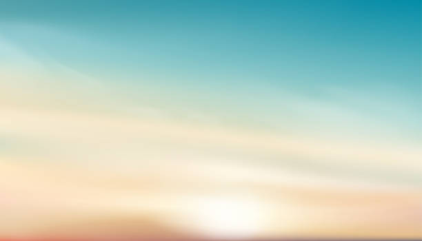istock Pastel Sky in blue,orange,yellow, ight green colour Background,Dramatic twilight landscape with Sunset in evening,Vector horizon Sunrise in Morning banner of Sunlight for four season backdrop 1470774105