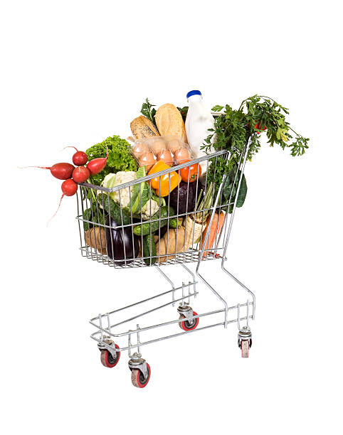 istock Groceries in shopping cart 147077530