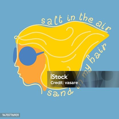 istock Salt in the air, sand in my hair. Hand drawn Beach slogan. 1470776931