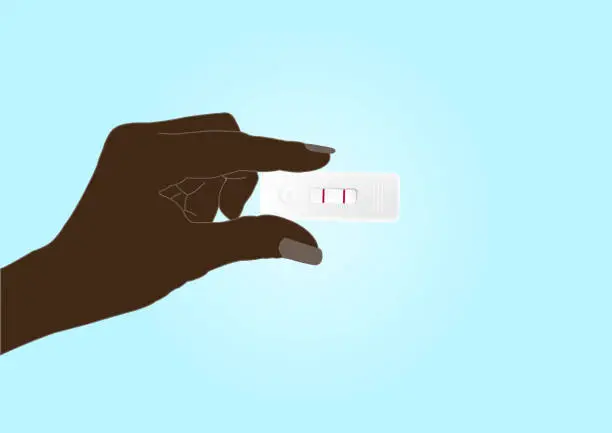 Vector illustration of Hand with a positive pregnancy test