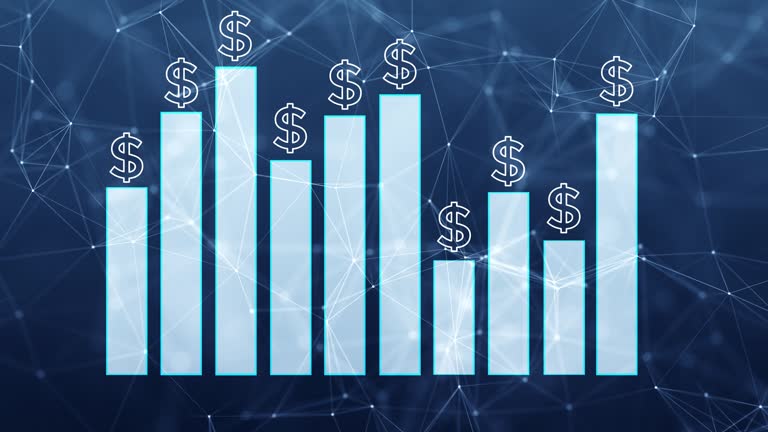 Dollar inflation graph with bright dollar sigh and dollar background