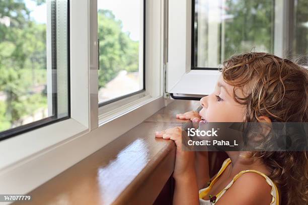 Pretty Smiling Little Girl On Balcony Stock Photo - Download Image Now - Child, Children Only, Girls
