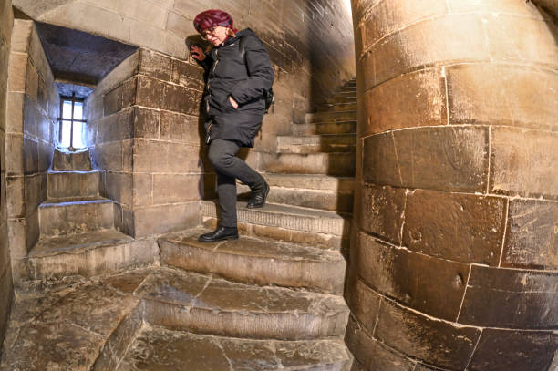 florence, stairs of the tower of the duomo - narrow florence italy italy women imagens e fotografias de stock