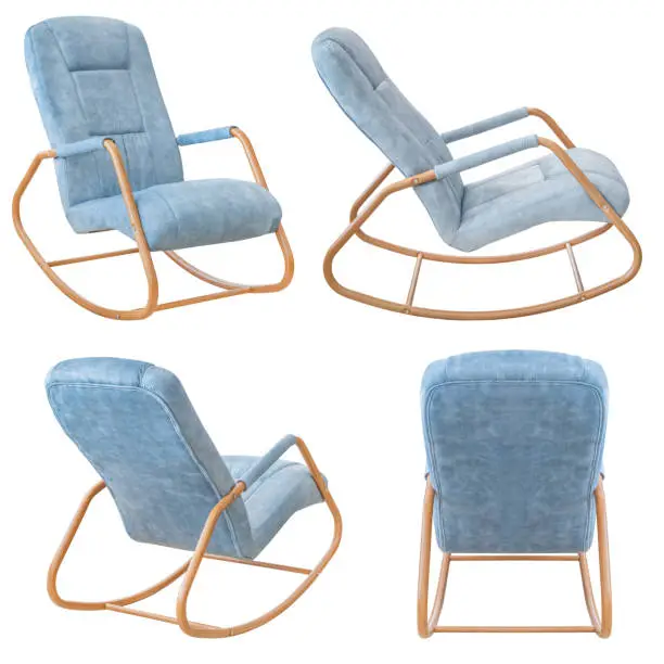 Rocking chair. Isolated from the background. In different angles. Interior element