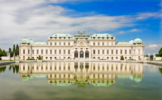Vienna, Austria - August 28, 2019: The entrance to the Lower Belvedere Palace. Belvedere complex is a UNESCO World Heritage Site and it was built for Prince Eugene of Savoy by the architect Johann Lucas von Hildebrandt.