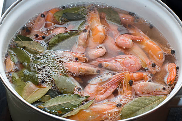 Cooking prawns stock photo