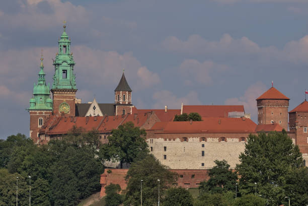 Krakow, Poland - July 27, 2022: Wawel Royal Castle in Krakow on a beautiful summer day. Historic castle in the old town. Architecture of the old city. Tourist attraction.