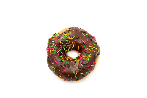 Chocolate donuts on white background