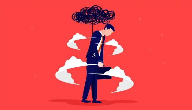 Vector illustration of Businessman burnout and depression