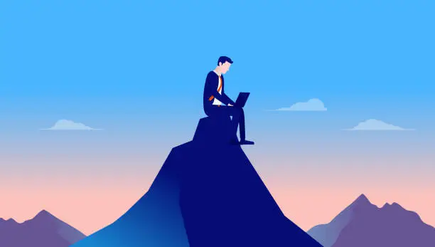 Vector illustration of Prefer working alone in solitude, peace and quiet