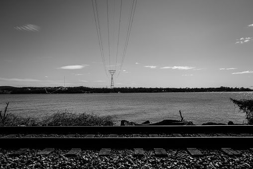 Railroad Water High Tension Wires