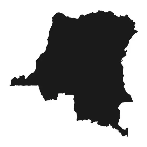 Vector illustration of Highly detailed Democratic Republic of the Congo map with borders isolated on background