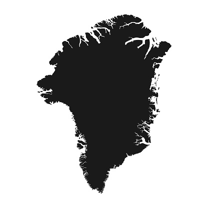 Highly detailed Greenland map with borders isolated on background. Simple flat icon illustration for web