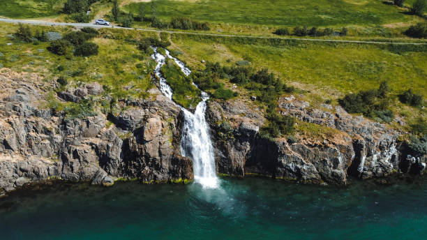 Waterfall Reykjafoss on the river Svarta in Iceland in Europe