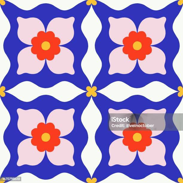 Simple Floral Tiled Pattern Stock Illustration - Download Image Now ...