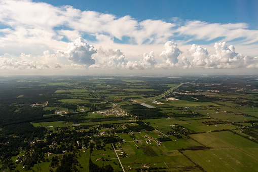 9/6/2022:  An aerial view of clouds over the farmlands of Texas
