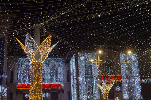 Christmas lights in city of Craiova, Romania