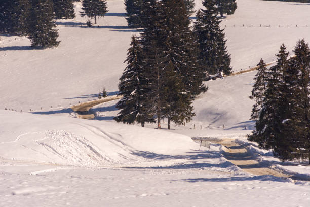 istock Snow country road 1470802320