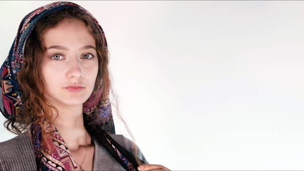 Middle Eastern Young Girl in Headscarf Pose Photo