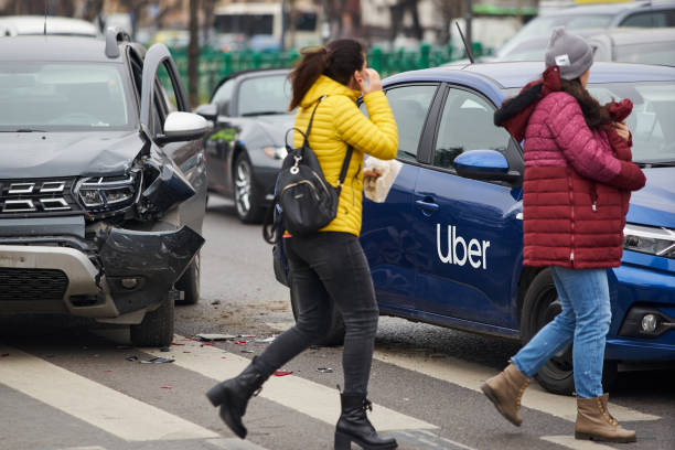 Uber taxi - Bucharest, Romania stock photo
