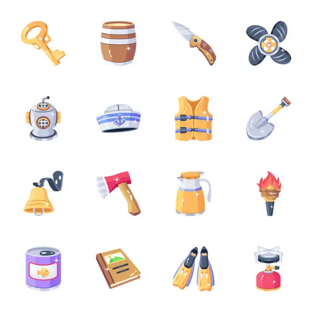 Vector illustration of Collection of Explore Tools 2D Icons