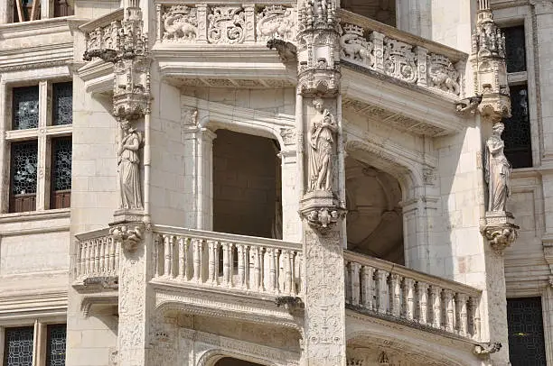 Detail of the renaissance staircase at the royal ChAteau de Blois.