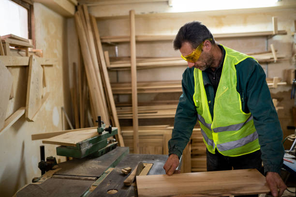 istock Mature carpenter working on a piece of wood 1470822558