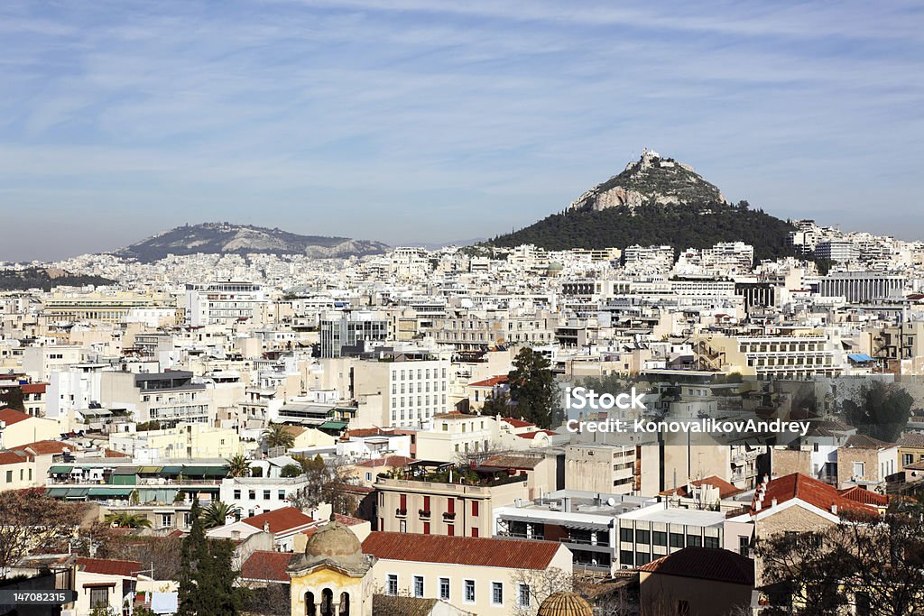 Greece, View on Athenes View on Athenes, houses and Lycabettus Hill Architecture Stock Photo
