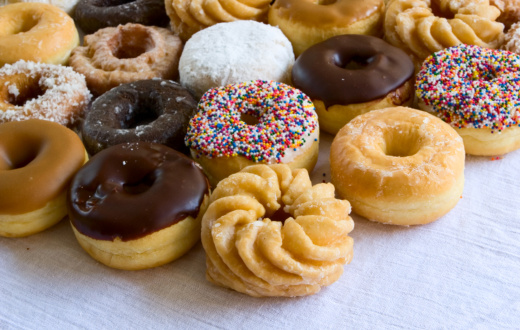 lots of delicious donuts - narrow depth of field