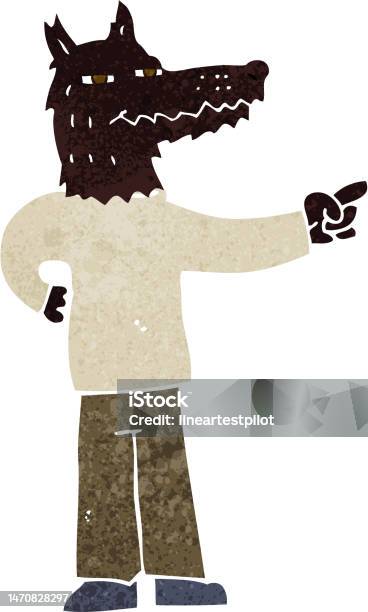 Wolf Pointing Cartoon Pointing Wolf Man Stock Illustration - Download Image Now - Art ...