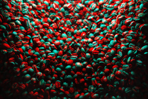 Geographical map of Ethiopia covered by a background of roasted coffee beans. This nation is between the five main producers and exporters of coffee. Horizontal image.