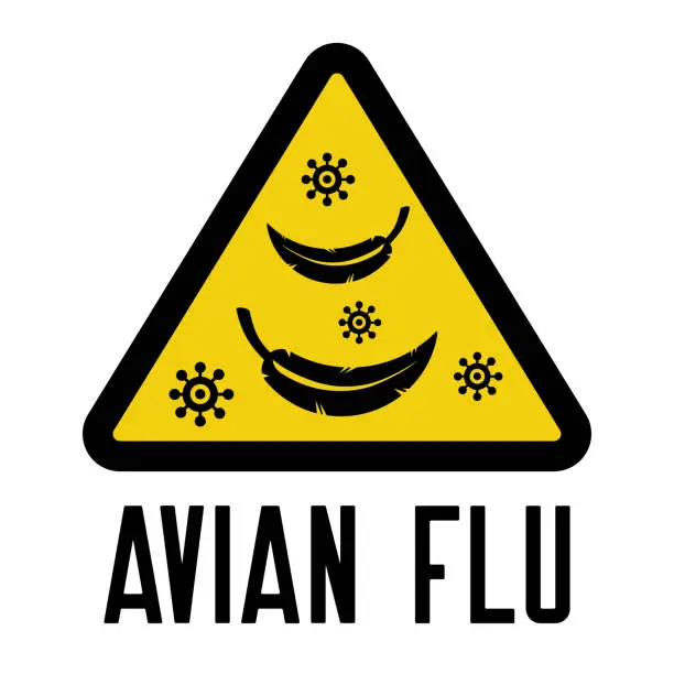 Vector illustration of Avian flu alert. Flat design icon.