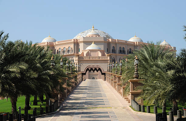 Abu Dhabi, United Arab Emirates, September 19, 2024: Traditional building in downtown Abu Dhabi, capital of the United Arab Emirates