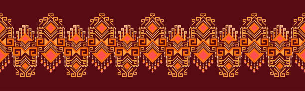 illustrations, cliparts, dessins animés et icônes de motif ethnique design géométrique folklore ornement. texture vectorielle ethnique tribale. motif rayé sans couture dans le style aztèque. figurez la broderie tribale. ep.53 indien - industrie textile