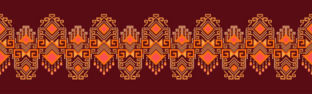 ilustrações de stock, clip art, desenhos animados e ícones de ethnic pattern geometric design folklore ornament. tribal ethnic vector texture. seamless striped pattern in aztec style. figure tribal embroidery. indian ep.53 - traditional culture asia indigenous culture india