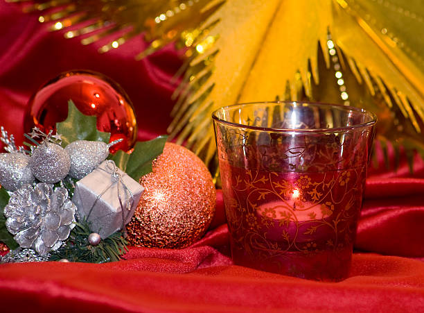 Christmas candle scene stock photo