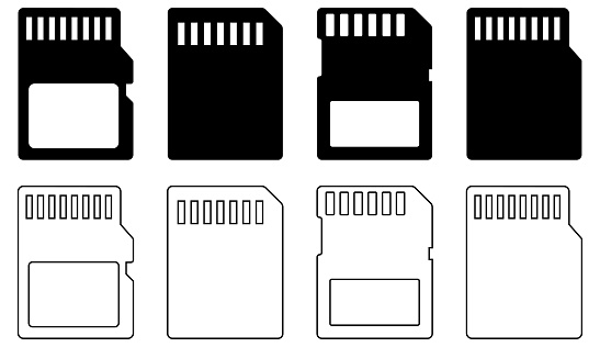 SD memory card icons set. Symbol for website design, logo, app, UI. Vector illustration, EPS10