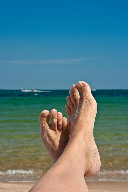 istock Feet in sand against the sea 147084197