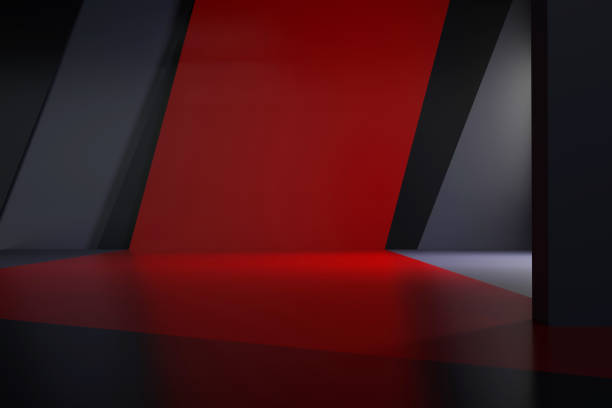 istock empty abstract industrial concrete interior. concrete floor and red room. 3d illustration 1470845886