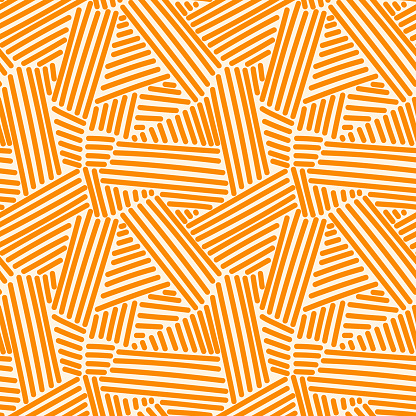 Seamless pattern with striped elements. Orange color. Design for fabric, textile print, wrapping paper, cover, poster. Vector Illustration