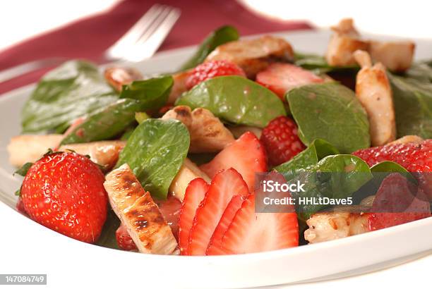 Spinach And Strawberry Salad Stock Photo - Download Image Now - Strawberry, Chicken Meat, Salad